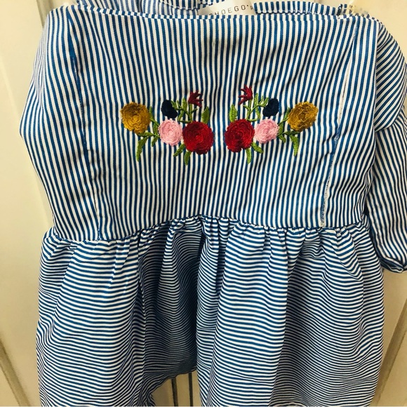 Blue & white embroidered top - Picture 6 of 7